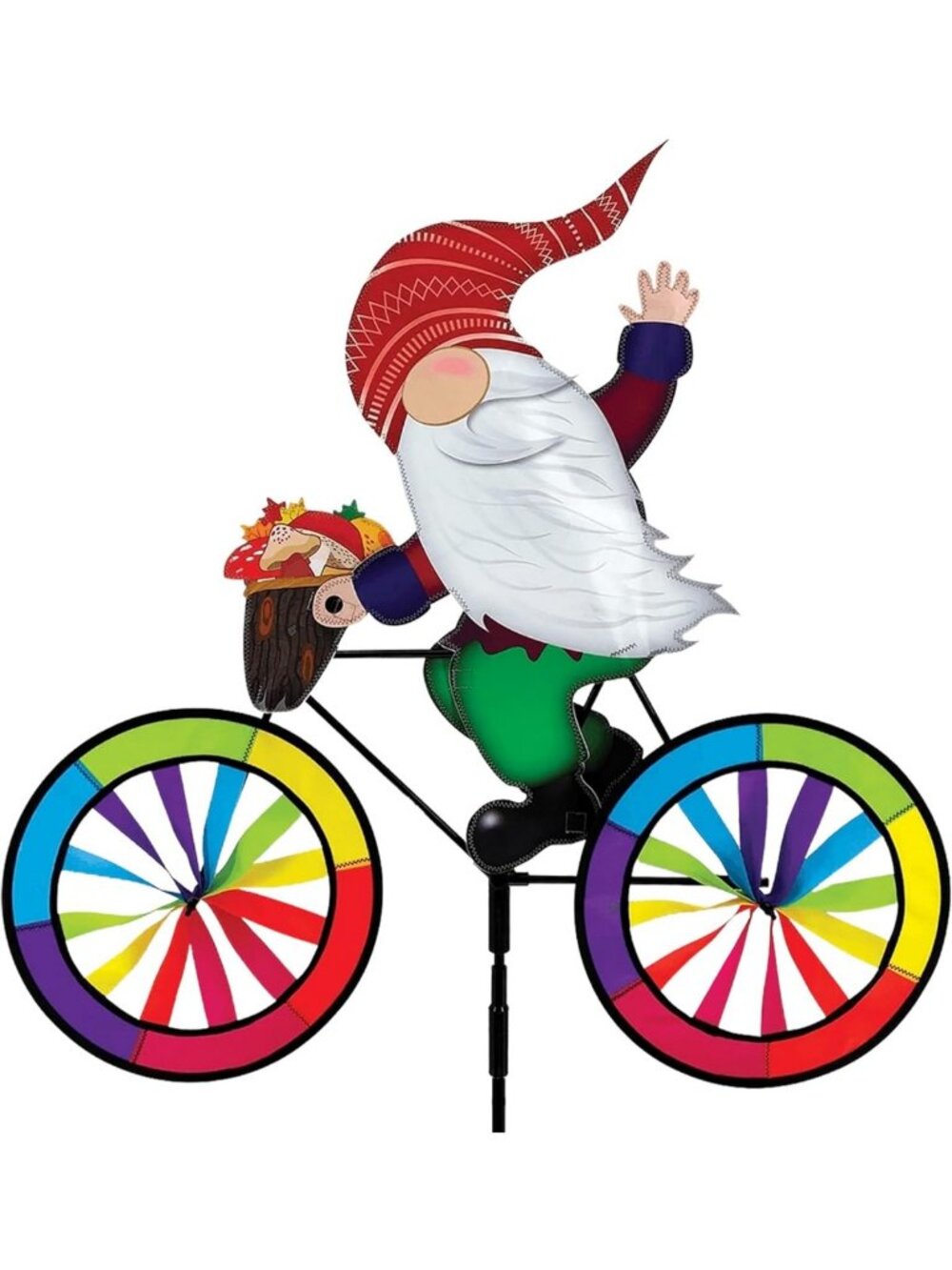 Whimsical 30" Forest Gnome Wind Spinner – Durable, Weather-Resistant Outdoor